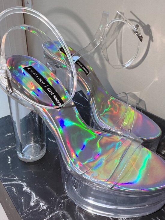 Steve Madden Shoes - NEW Steve Madden x Jessica Rich Holographic Clear Platform Heels- US 7